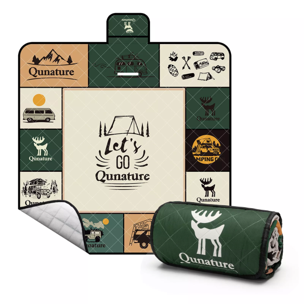 Qunature | Picknickdecke – Wasserdichte Campingdecke, 200 x 200 cm, ideal für Outdoor und Picknick